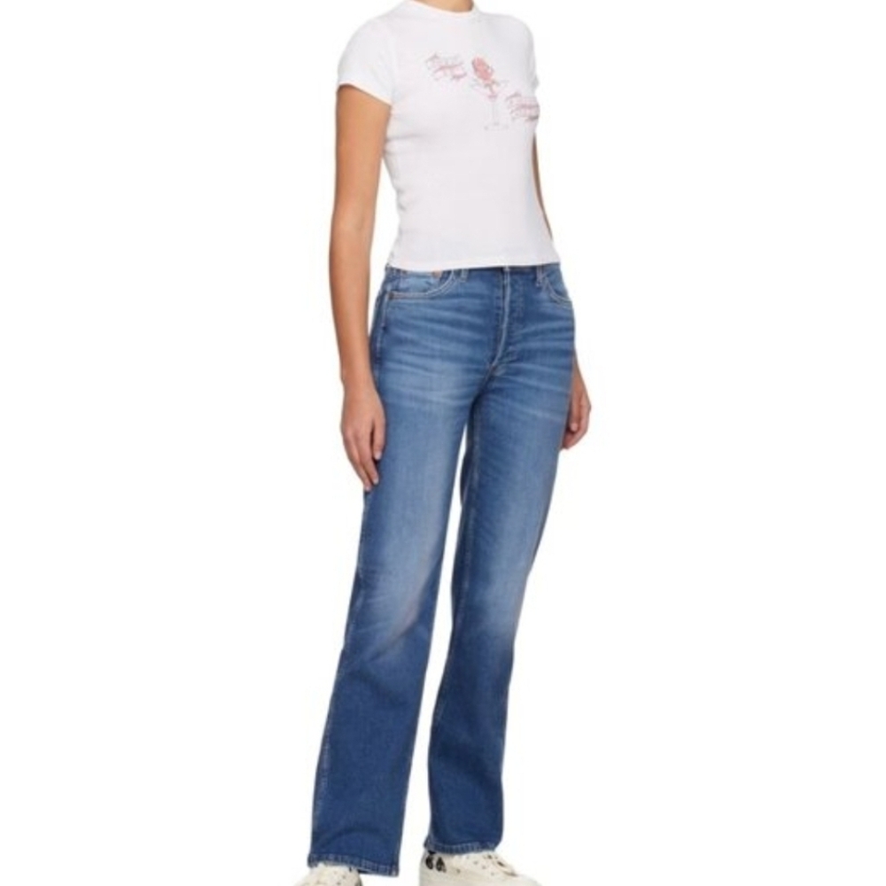 RE/DONE Originals Button Fly High Rise Tapered Leg Strech Tall Jeans Sz 29 - Picture 2 of 16